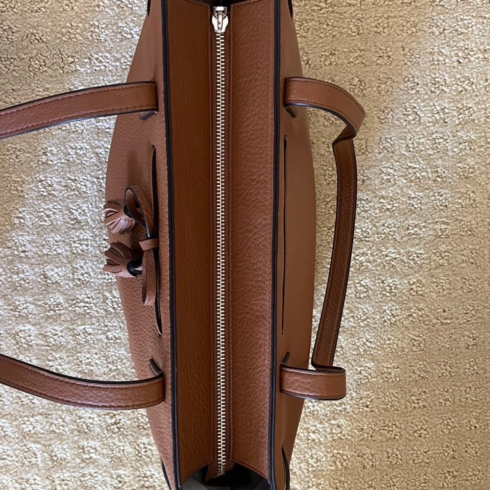Kate Spade Brown Pebbled Leather Tote with Tassel Bow - Picture 5 of 6
